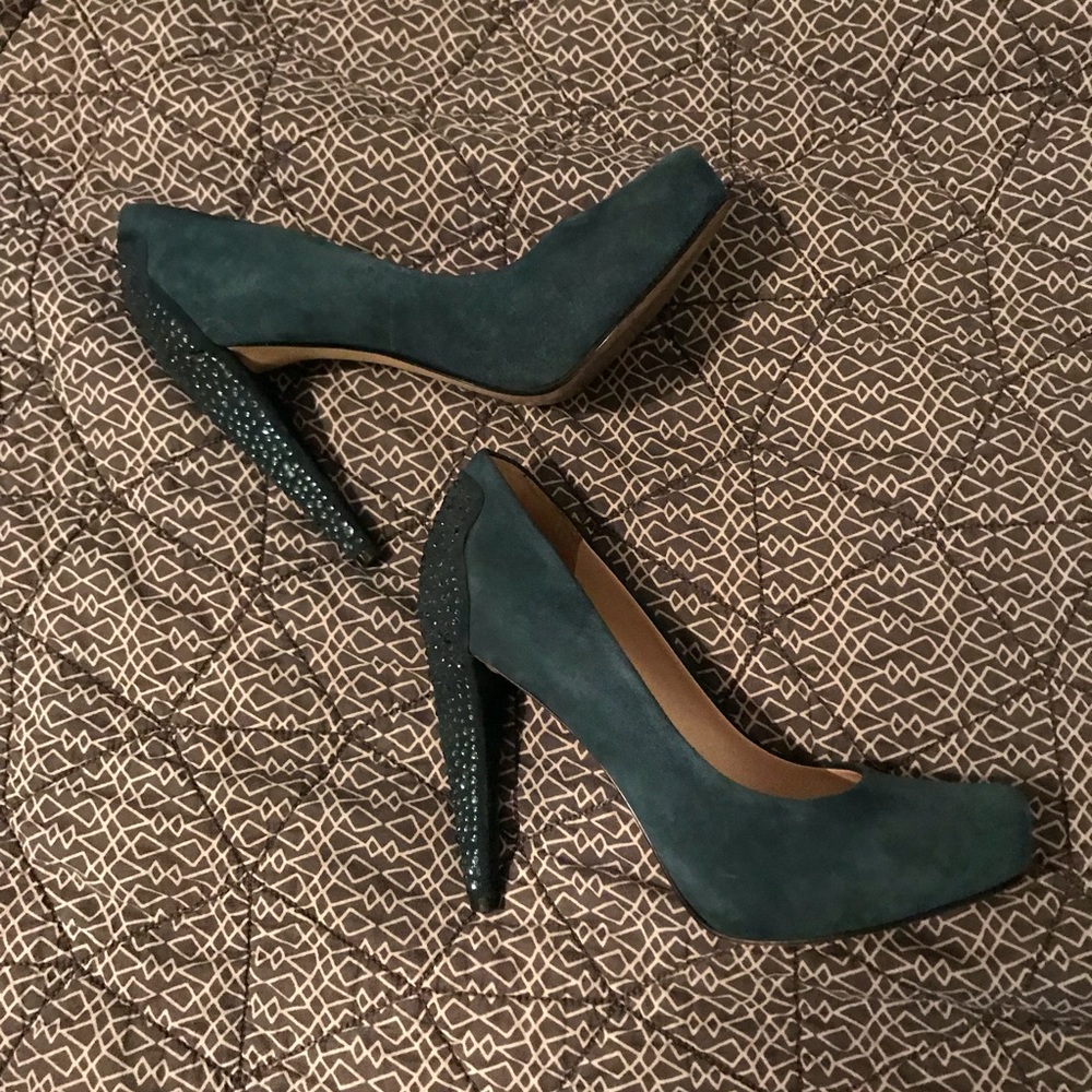 EUC Turqouise Sparkle Bling Platform Heels